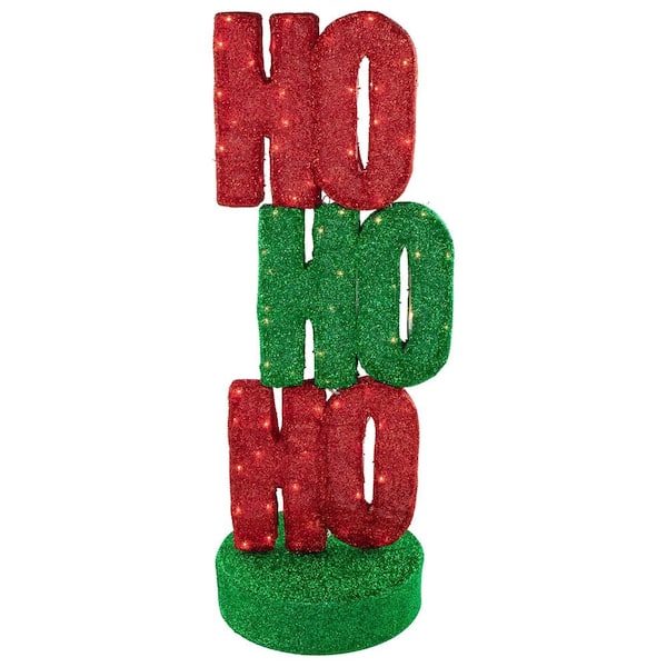 Lighted "Ho Ho Ho" Outdoor Christmas Sign Decoration-39 in. Warm White Lights