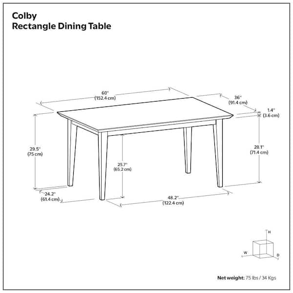 BYO TABLE D LEG 120×60 OAK Simpli Home Colby 60 in. x 36 in. Rectangle Contemporary
