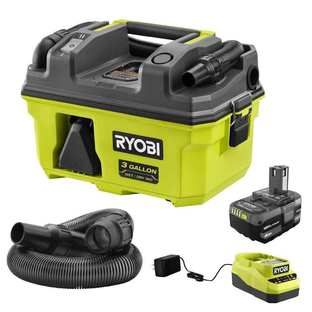 RYOBI ONE+ 18V LINK Cordless 3 Gal. Wet/Dry Vacuum Kit with 4.0 Ah