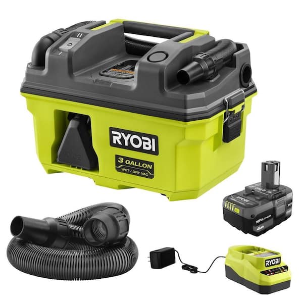 RYOBI ONE+ 18V LINK Cordless 3 Gal. Wet/Dry Vacuum Kit with 4.0 Ah Battery, Charger, and 6 ft. x 1-1/4 in. Replacement Hose