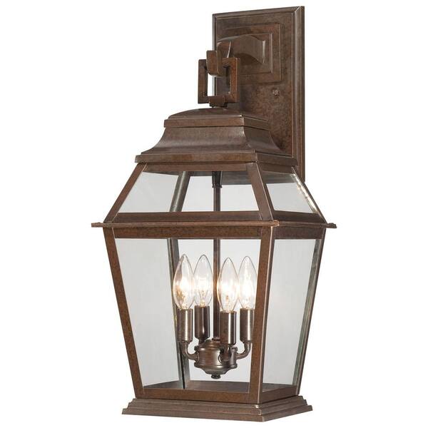 Minka Lavery Crossroads Point 4-Light 23.5 in. Architectural Bronze Outdoor Wall Lantern Sconce