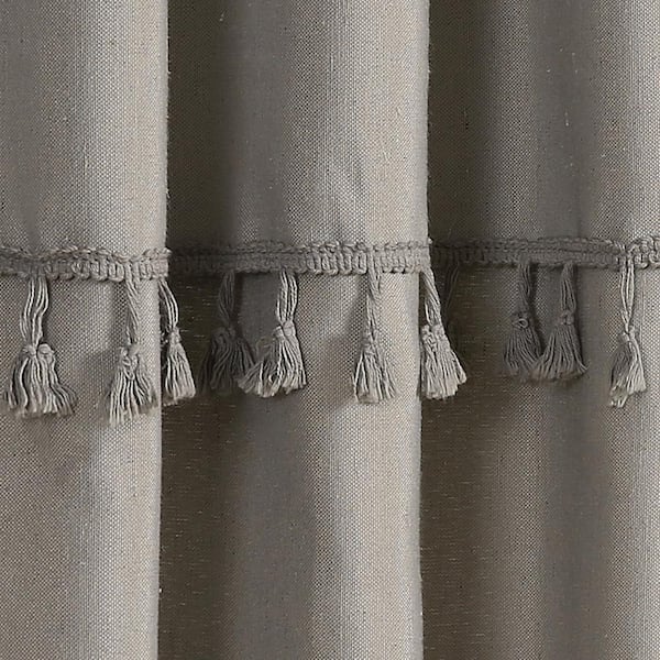 Lush Decor Gray Linen Back Tab Room Darkening Curtain - 40 in. W x