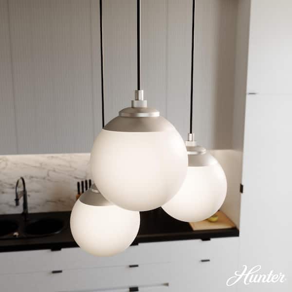 Hepburn 3-Light Brushed Nickel Shaded Chandelier with Cased White Glass Shades