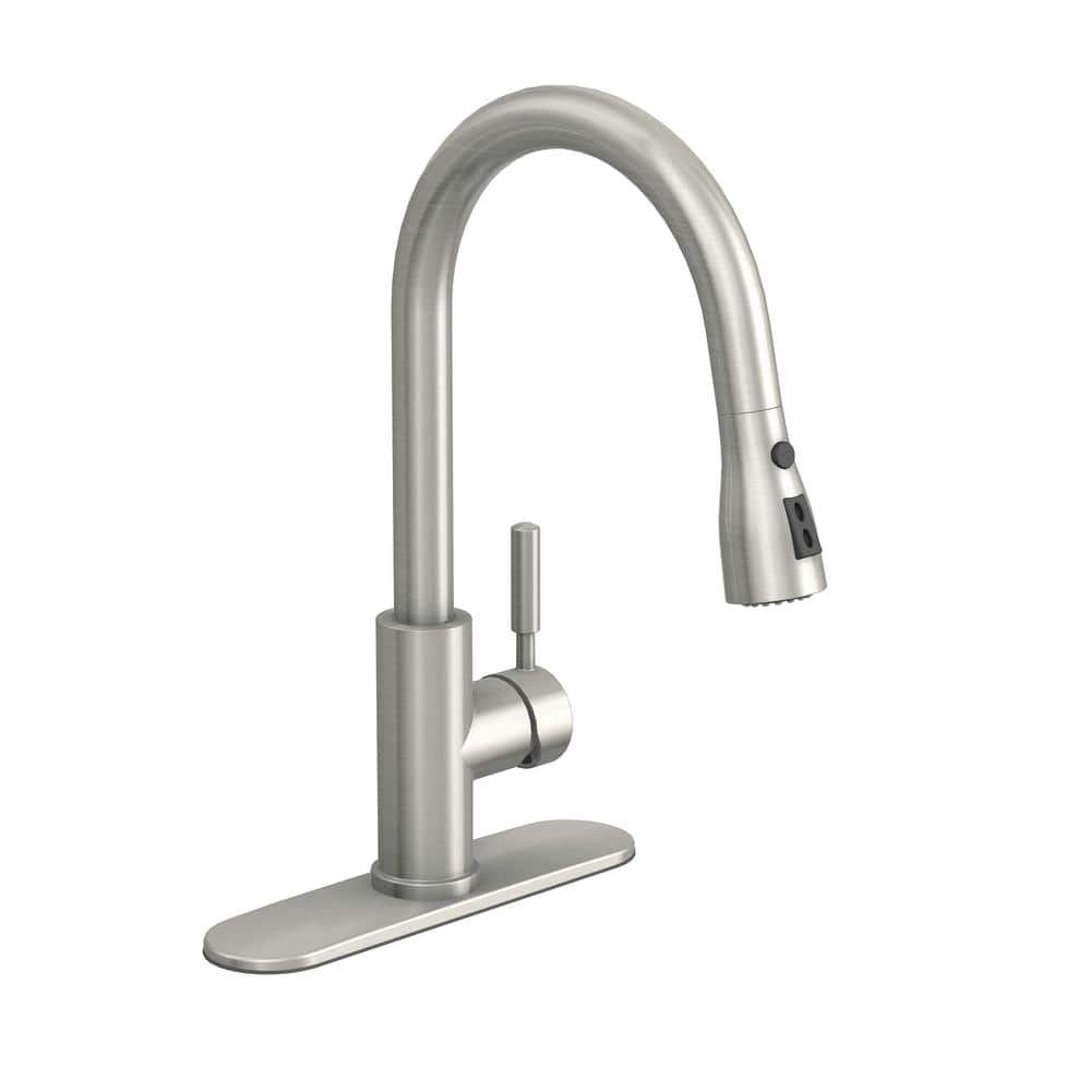 Garrick Single-Handle Pull-Down Sprayer Kitchen Faucet in Brushed Nickel** not in original packaging parts are loose in box**