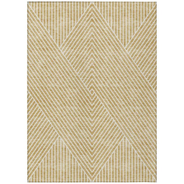 Chantille Machine Washable Indoor/Outdoor Abstract ACN937 Gold 8 ft. x 10 ft. Area Rug