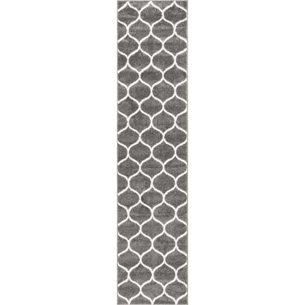 Unique Loom Trellis Frieze Rounded Dark Gray 2 ft. x 8 ft. 8 in. Area Rug