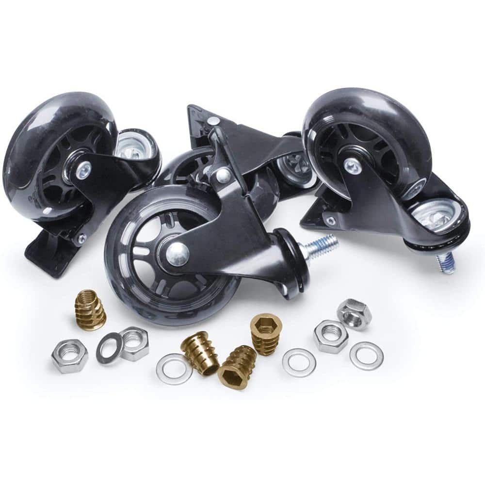 Slipstick 3-Inch Black and Clear Rubber Swivel Casters with Brake