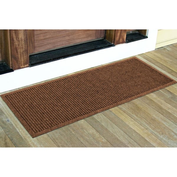 Waterhog Squares 22 in. x 60 in. PET Polyester Indoor Outdoor Door Mat Dark Brown