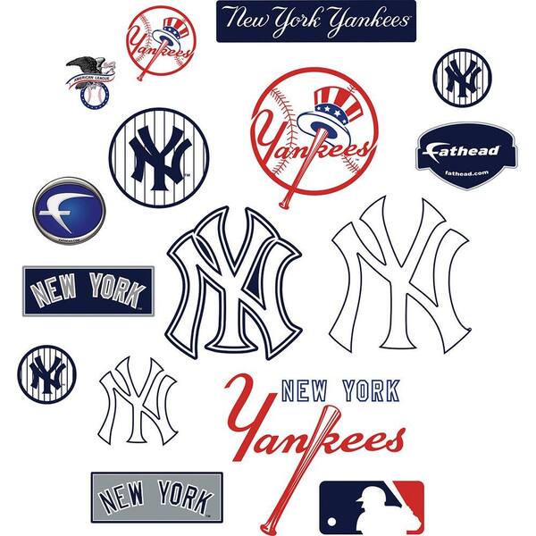 Fathead 40 in. x 27 in. New York Yankees Team Logo Assortment Wall Decal