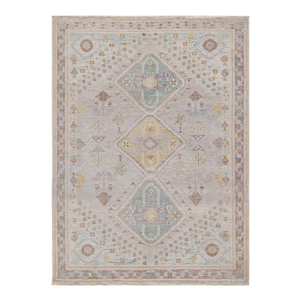 Solo Rugs Oushak One-of-a-Kind Traditional Ivory 5 ft. x 7 ft. Hand Knotted Tribal Area Rug