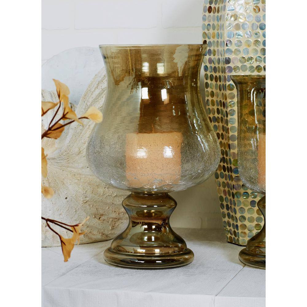 Gold Glass Traditional Hurricane Candle Lantern