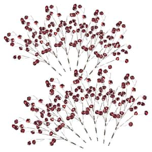 Jingle Bell Sprays W/Branch - Set of 12 - Red