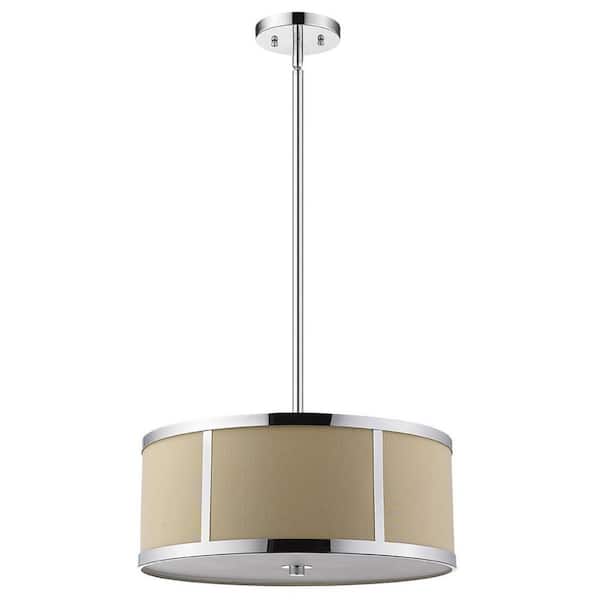 60-Watt 2-Light Chrome Pendant Light with Metal, No Bulbs Included