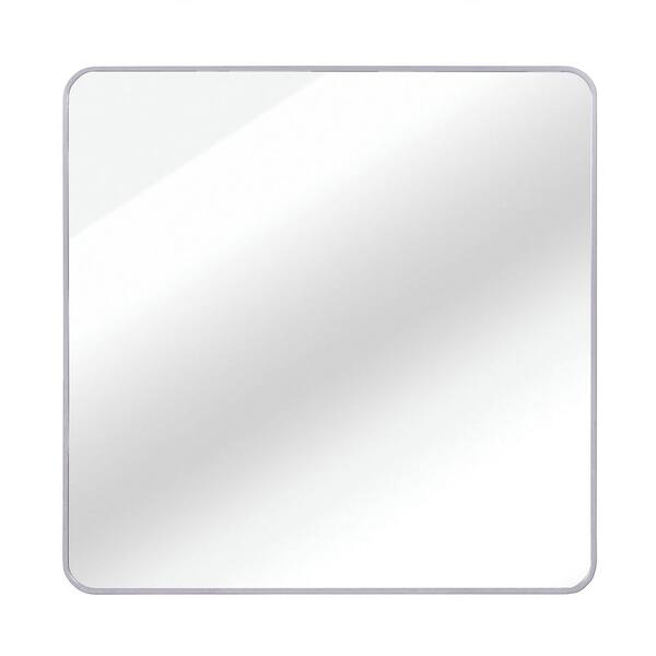 Silver 30 in W x 30 in. H Metal Framed Square Mirror for Wall