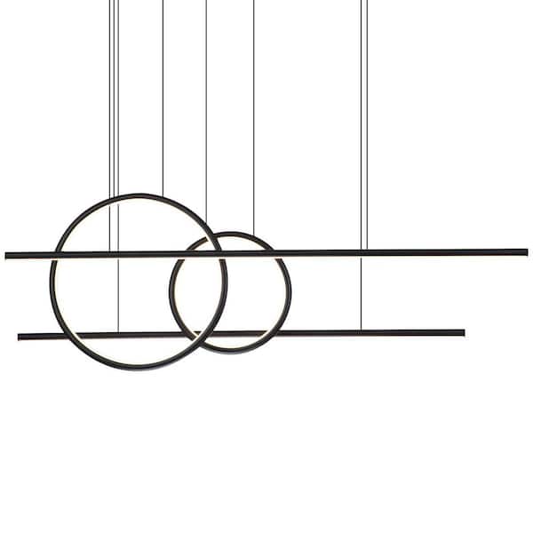 EDISLIVE Neculina Modern 41.34 in. 70-Watt Integrated LED Black Linear Chandelier with Dimmable Adjustable