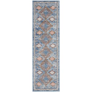 Concerto Blue 2 ft. x 8 ft. Bordered Contemporary Kitchen Runner Area Rug