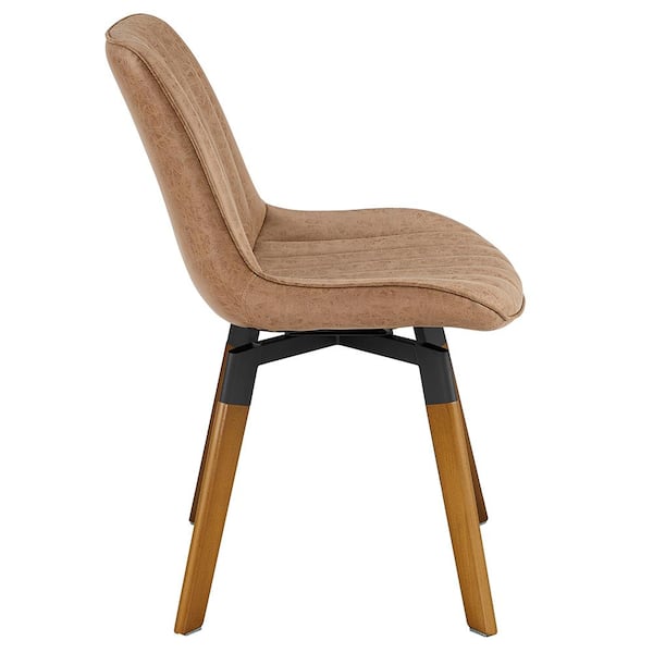 Art Leon KACY Khaki Faux Leather Swivel Accent Dining Chairs (Set