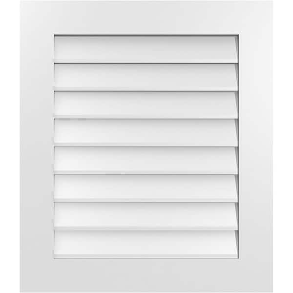 Ekena Millwork 26 in. x 30 in. Rectangular White PVC Paintable Gable Louver Vent Non-Functional