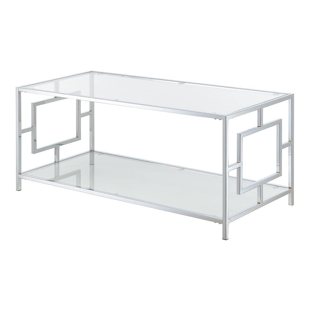 Town Square Chrome and Glass Coffee Table with Two Shelves