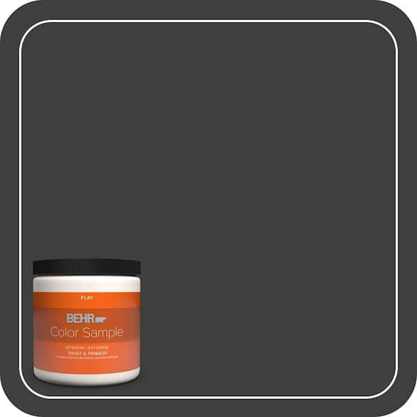 BEHR PREMIUM PLUS 8 oz. Black Flat Interior/Exterior Paint & Primer Color Sample