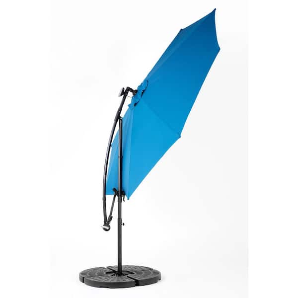 Cesicia 10 ft. Steel Cantilever Market Solar Tilt Patio Umbrella in Dark Blue