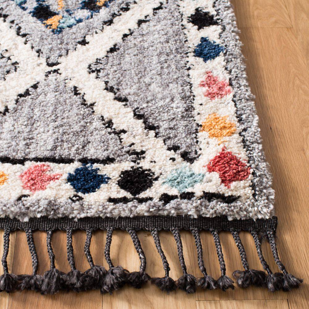 Gray and Multicolor Diamond Pattern 8' x 10' Synthetic Area Rug