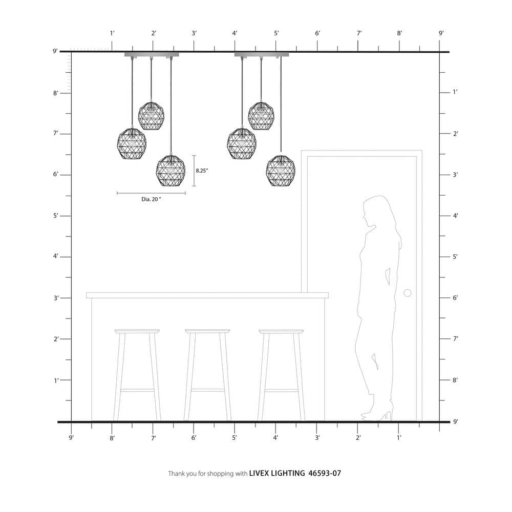 Geometrix Antique Brass 3-Light Indoor/Outdoor Pendant