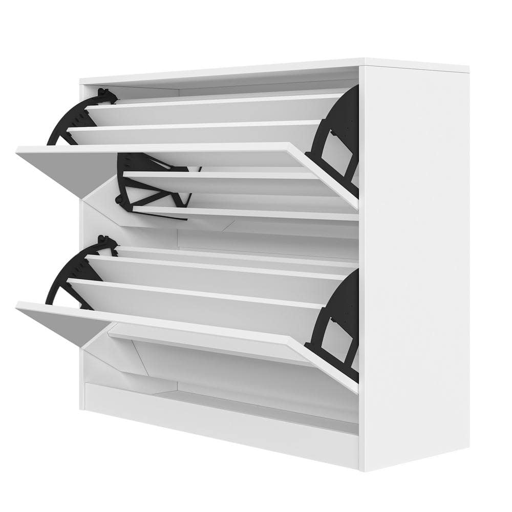 HOUSE INDUSTRIES カリモク　シェルフ 32.67 in. W x 11.81 in. D x 28.74 in. H White Linen Cabinet Shoe