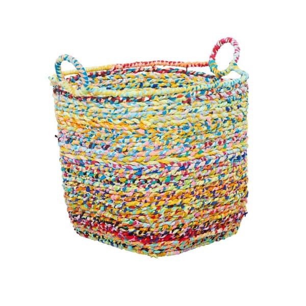 Litton Lane Cotton Handmade Storage Basket with Handles