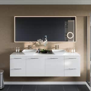 Illuminate 72 in. W x 30 in. H Large Rectangular Aluminum Framed Wall Bathroom Vanity Mirror in Glass