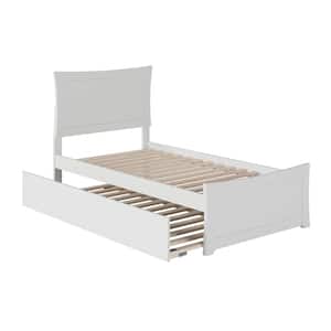 Metro White Twin Extra Long Bed with Matching Footboard and Twin Extra Long Trundle