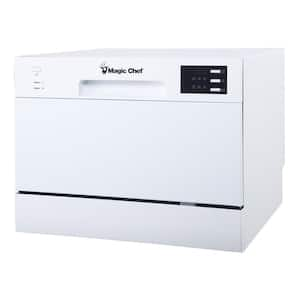 21 in. White Electronic Countertop 120-volt Dishwasher with 6-Cycles, 6 Place Settings Capacity