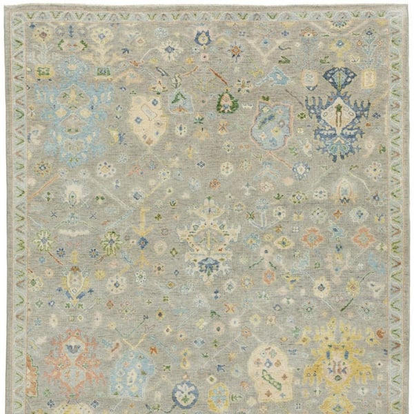 8 X 10 Gray, Sky Blue, Yellow Oriental Washable Area Rug Runner Rug