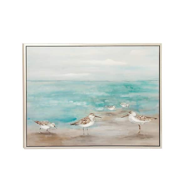 Litton Lane 1- Panel Bird Framed Wall Art with Silver Frame 36 in. x 47 in.