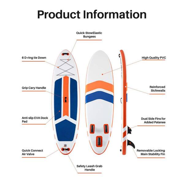Outdoors Inflatable Stand Up Paddle Board 2-in-1 Paddle for Adults