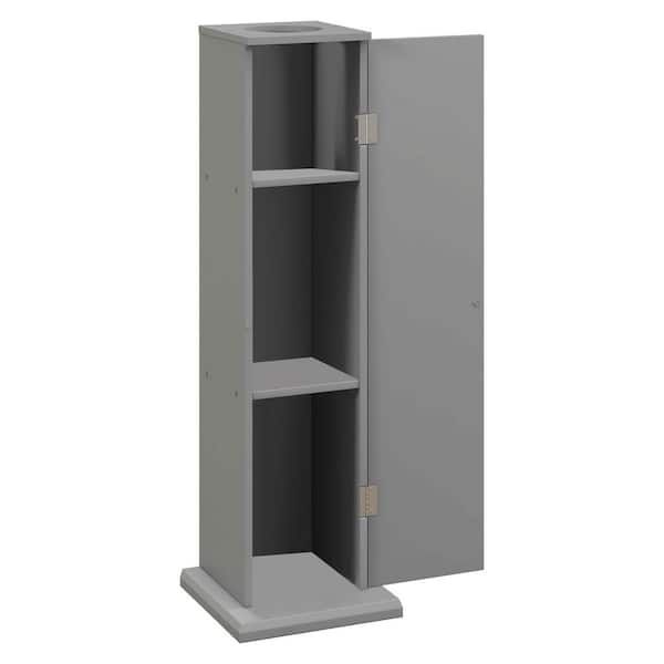 7.7 in. W x 7.7 in. D x 25.6 in. H Gray Linen Cabinet, Toilet Paper Cabinet with Doors and Shelves