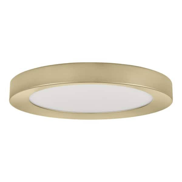 Home Decorators Collection Calloway 15 in. Brushed Brass Integrated LED 5CCT Flush Mount