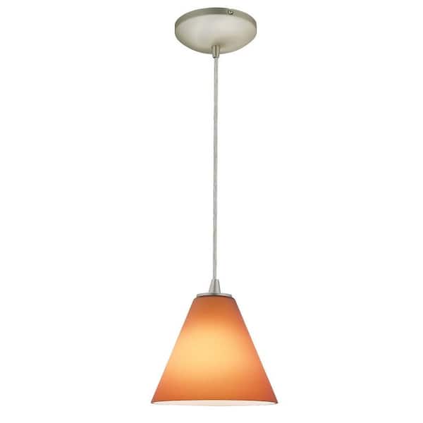 Access Lighting 1-Light Pendant Brushed Steel Finish Amber Glass-DISCONTINUED
