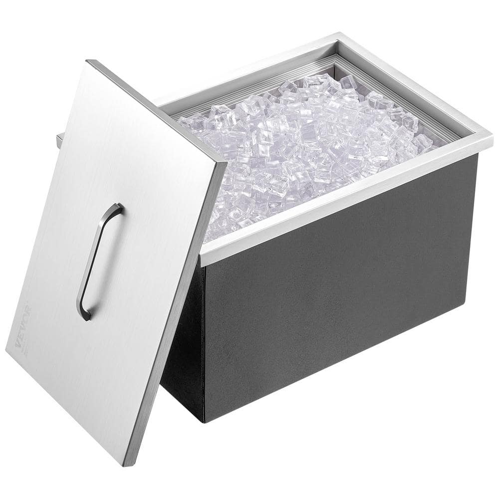 Drop in Ice Chest 22 in. L x 17 in. W x 12 in. H Stainless Steel Ice Cooler Commercial Ice Bin with Cover 40 qt.