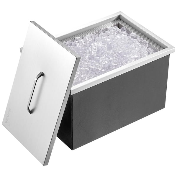 VEVOR Drop in Ice Chest 22 in. L x 17 in. W x 12 in. H Stainless Steel Ice Cooler Commercial Ice Bin with Cover 40 qt.