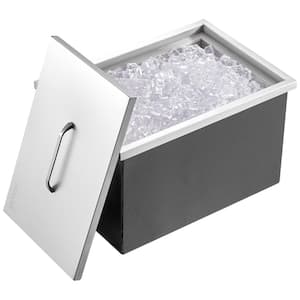 Drop in Ice Chest 22 in. L x 17 in. W x 12 in. H Stainless Steel Ice Cooler Commercial Ice Bin with Cover 40 qt.
