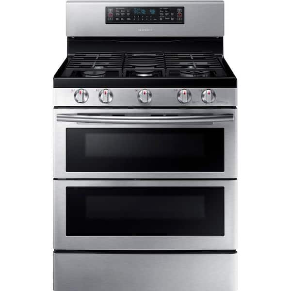 Samsung 30 in. 5.8 cu. ft. Double Oven Gas Range with Self-Cleaning Convection Oven in Stainless