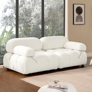 Marcel 72.5 in. Off-White Boucle Fabric 2-Seats Modular Modern Loveseat Sofa