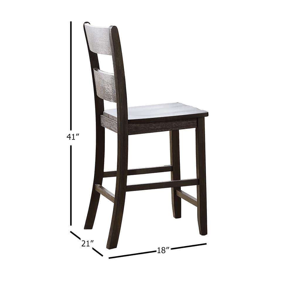 Distressed Walnut High Ladderback Wood Side Chair