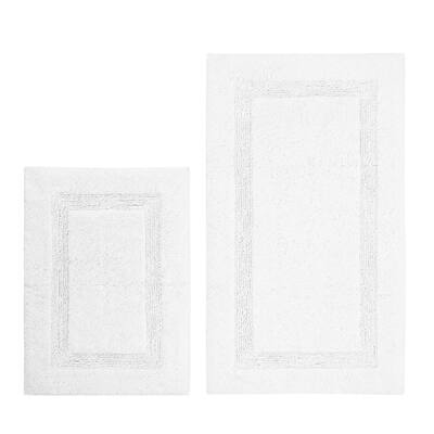 Peniston White 17 in. x 24 in. and 21 in. x 34 in. Solid Cotton 2-Piece Bath Rug Set