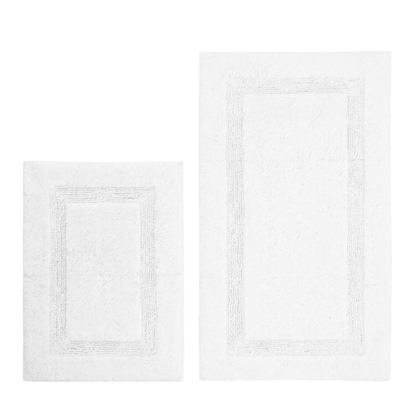 Nautica Peniston White 17 in. x 24 in. and 21 in. x 34 in. Solid Cotton 2- Piece Bath Rug Set