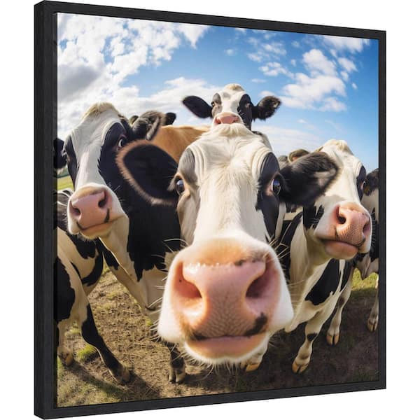 Sylvie Funny Animal Cow Selfie by The Creative Bunch Studio Framed Art Print 22 in. x 22 in.