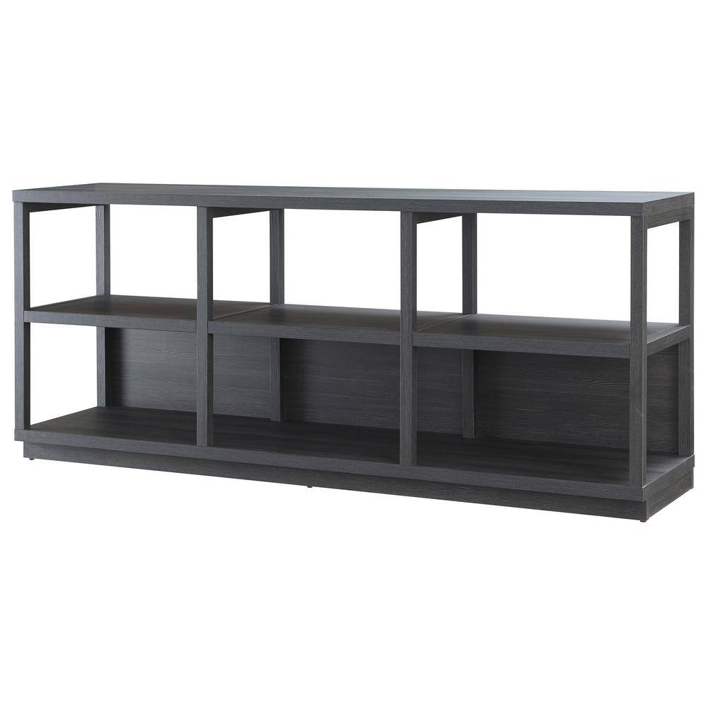 Charcoal Gray Modern MDF 68" TV Stand with Plinth Base