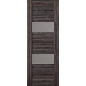 Vita 18 in. x 96 in. No Bore Solid Composite Core 2-Lite Glass Gray Oak Finished Wood Composite Interior Door Slab