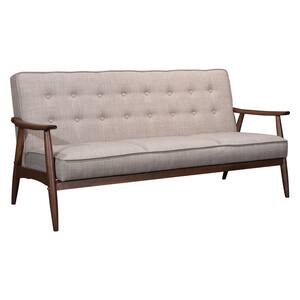 Rocky 68.5 in. W Flared Arm Polyester modern 3 Seat Rectangle Sofa in Brown